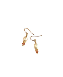 Pearl x Orange Crystal Earrings