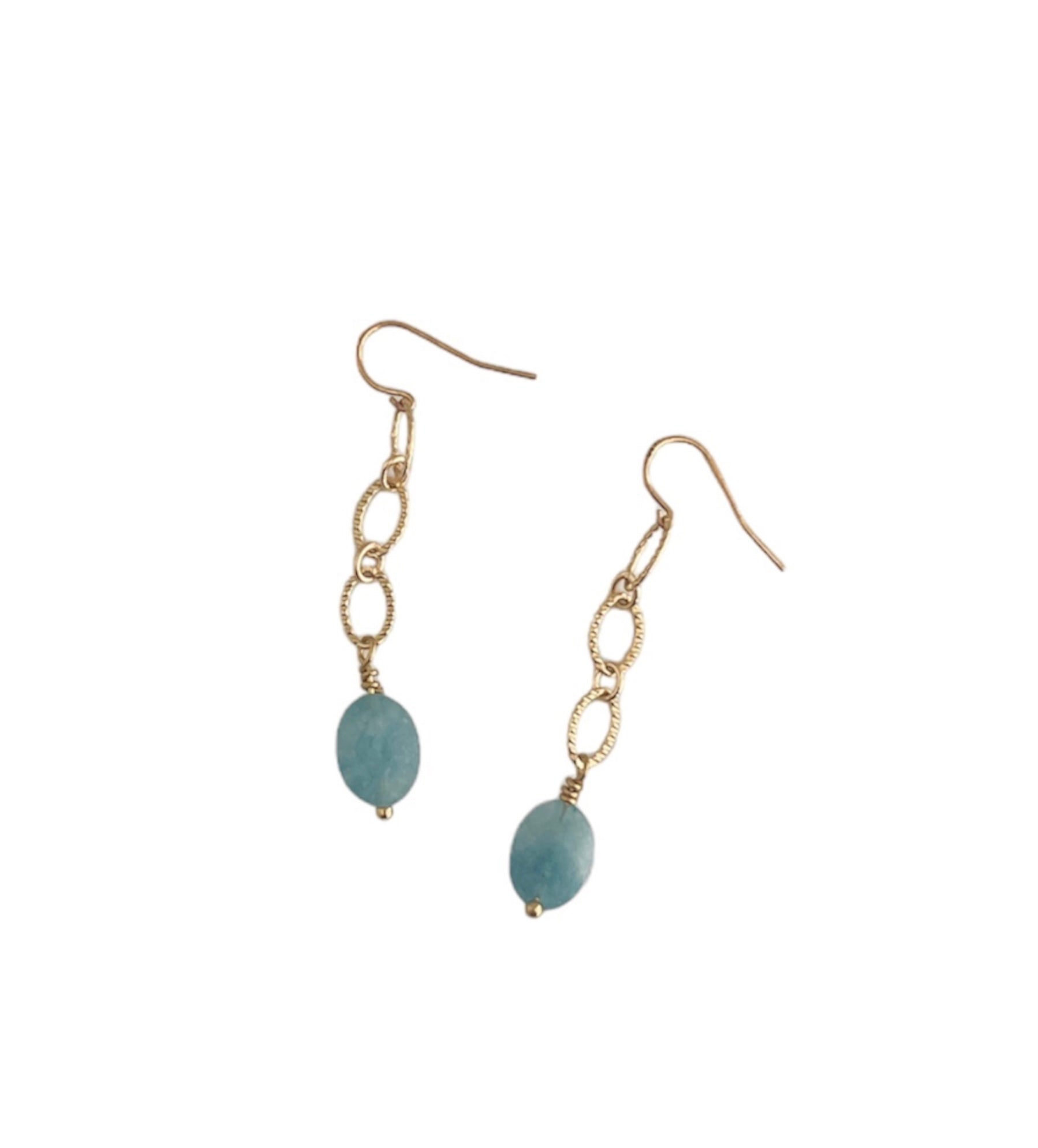 Aquamarine Gold Chain Earrings