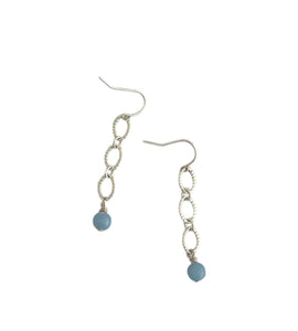 Blue Lace Agate Silver Chain Earrings