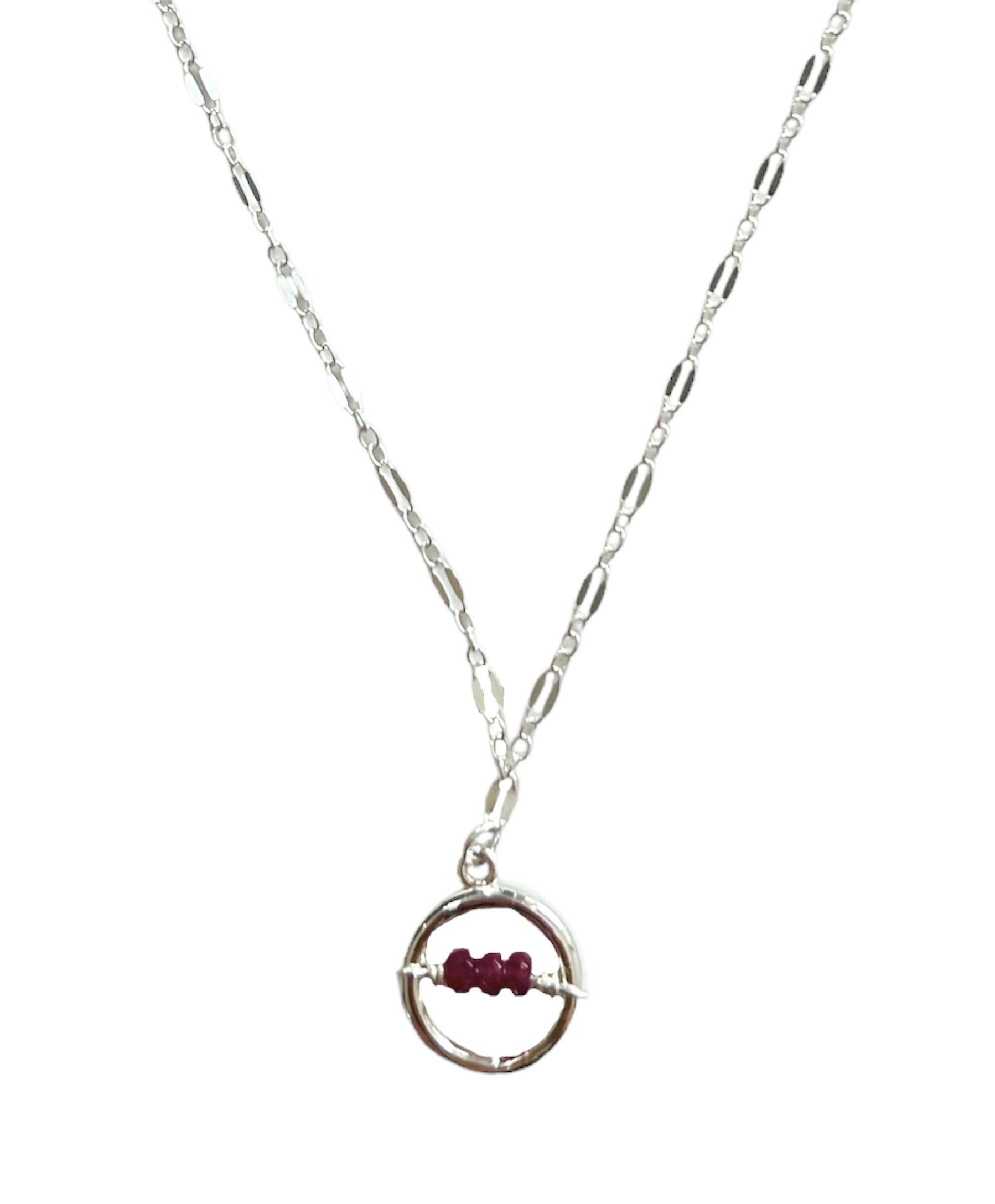 Garnet Circle Necklace